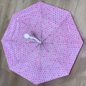 Clinique Umbrella Pink Polka Dots Automatic Open Promotional Item Rare Find NEW